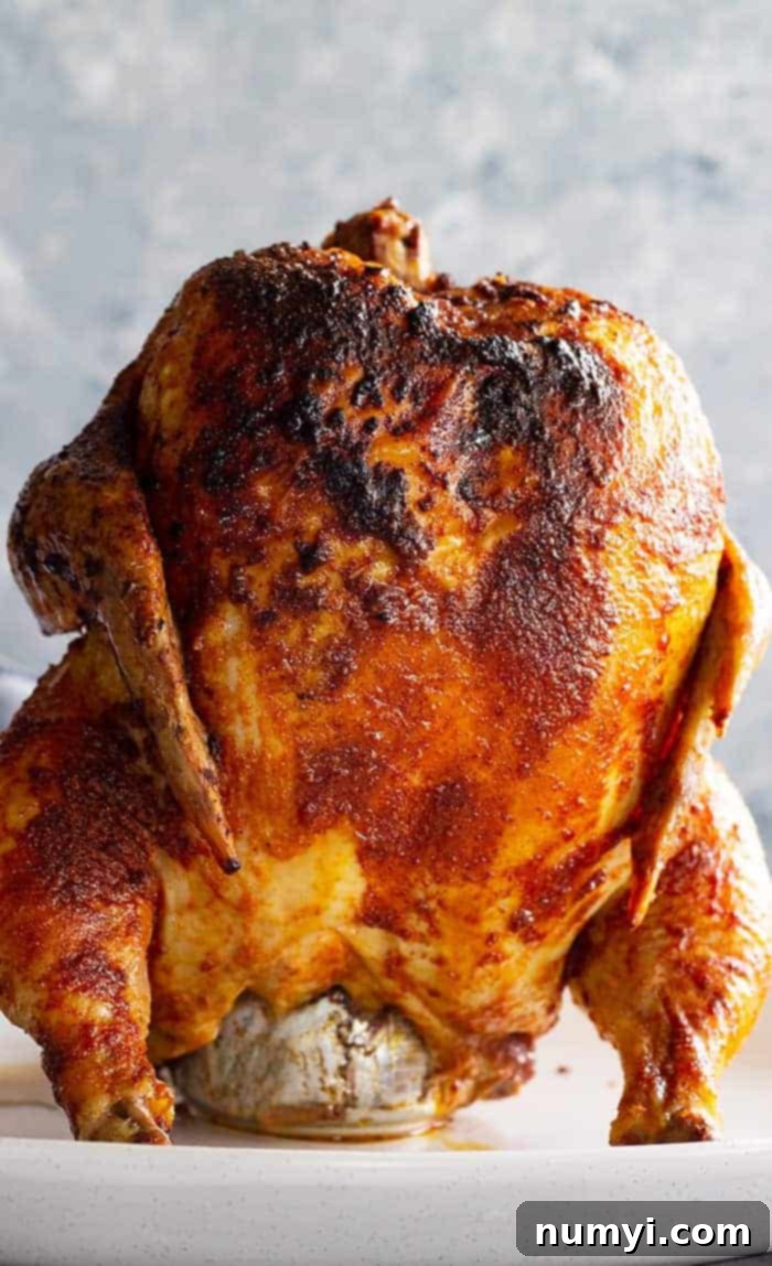 Moist Beer-Steamed Chicken 2 crispy beer can chicken fresh off the grill