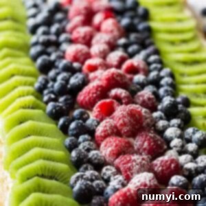Front view of easy fruit pizza