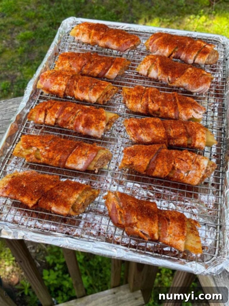 A tray of shotgun shells about to go onto the smoker.