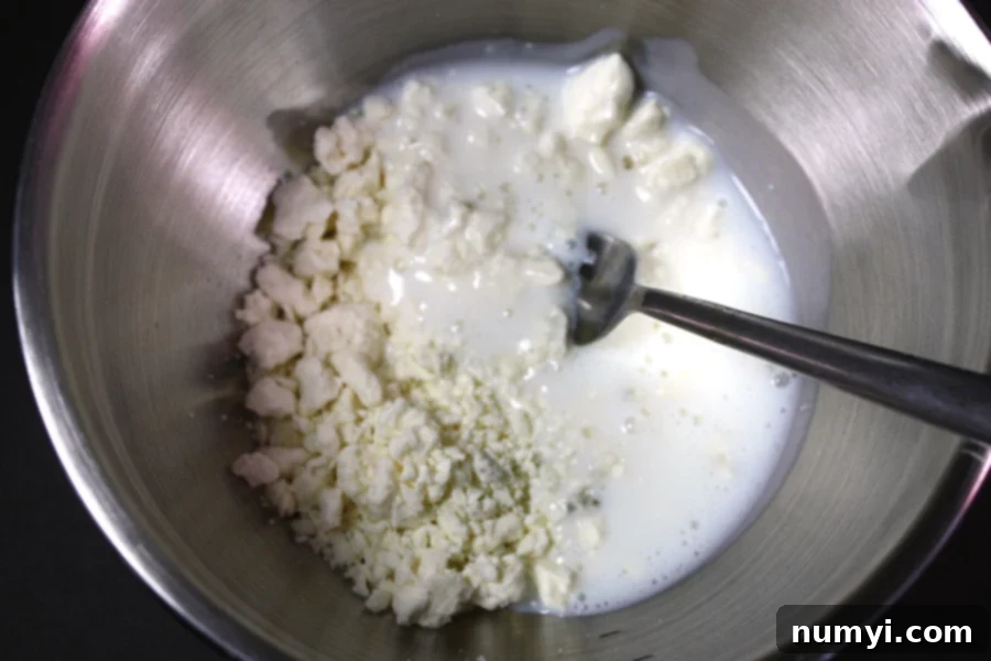 A bowl of creamy, homemade blue cheese dressing, perfectly thick and ready to be drizzled.