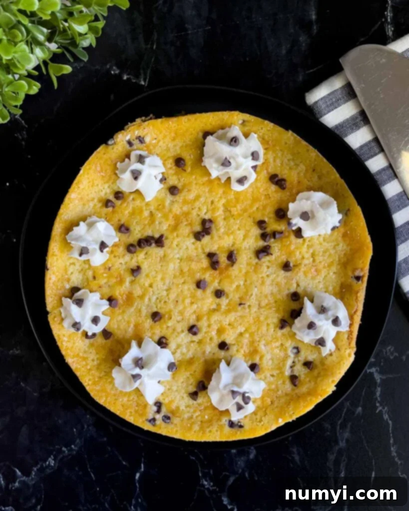 The whole cannoli cheesecake, elegantly garnished with swirls of whipped cream, a dusting of chocolate chips, and fresh orange zest, sitting on a dark serving plate.