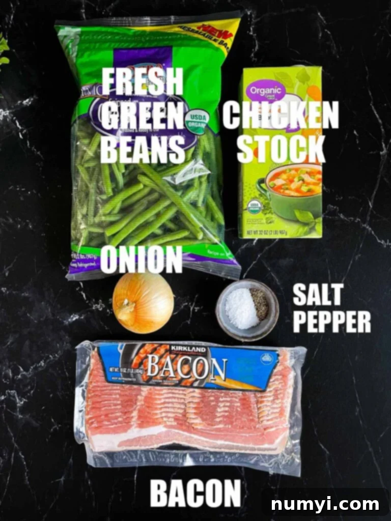Ingredients for southern slow cooker green beans.