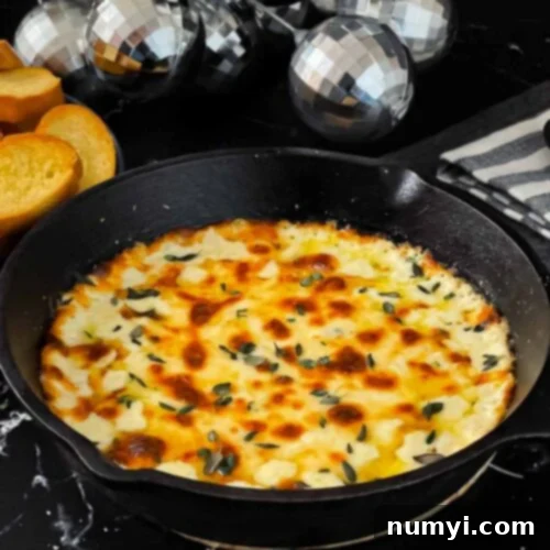 Creamy Baked Ricotta 12 Baked Ricotta dip in a cast iron skillet, golden and bubbly.
