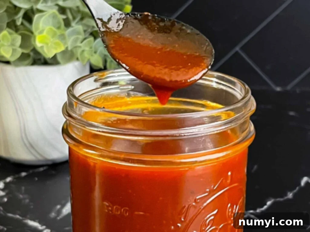 Classic Kansas City style barbecue sauce in a bowl, ready to be served.