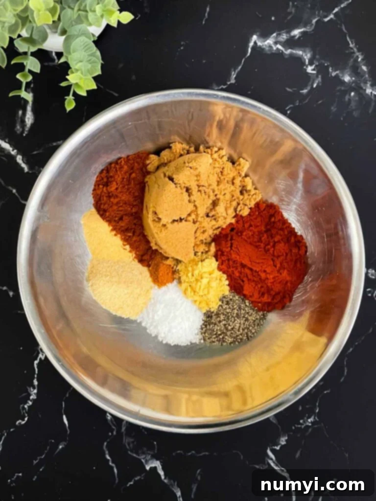 Kansas City Style Barbecue Rub ingredients in a bowl.