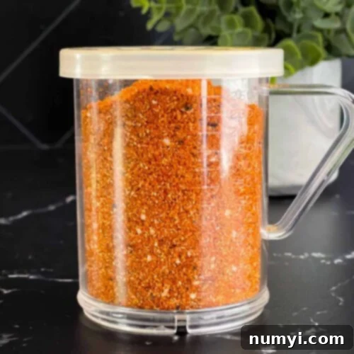 Kansas City Style Barbecue Rub in a shaker.