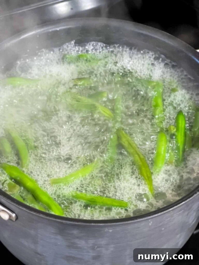 Green beans boiling.