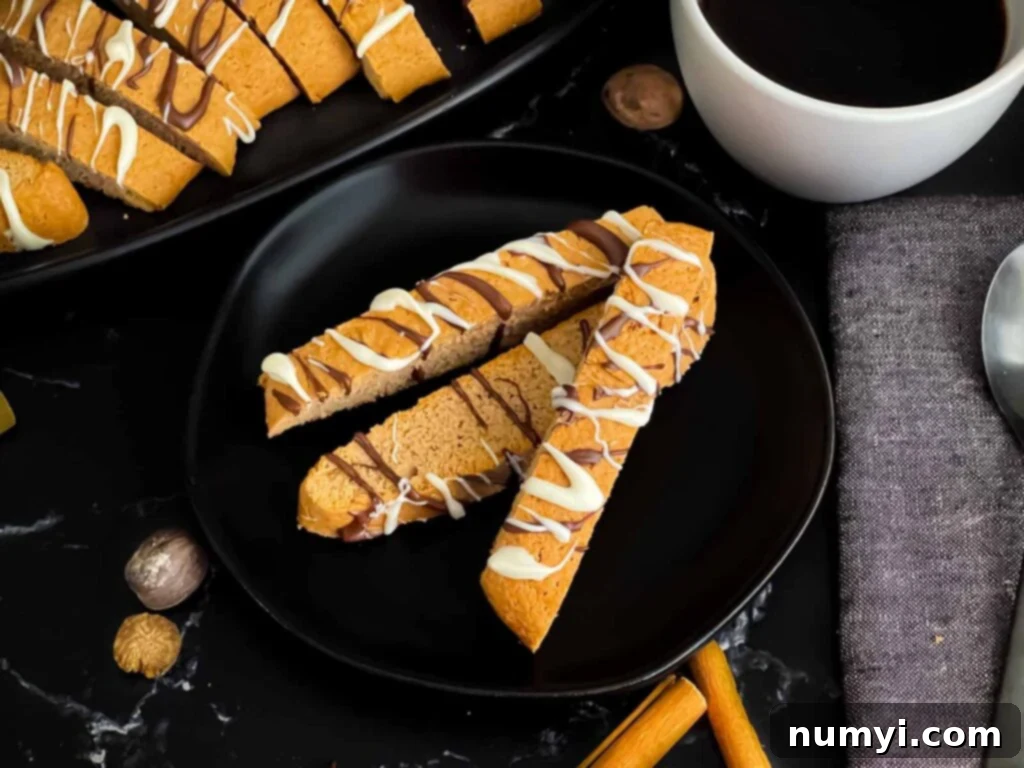 Chai biscotti on a dark plate.