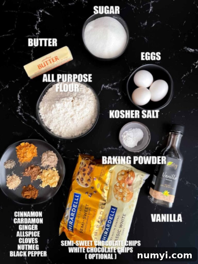 Ingredients needed to make chai biscotti.