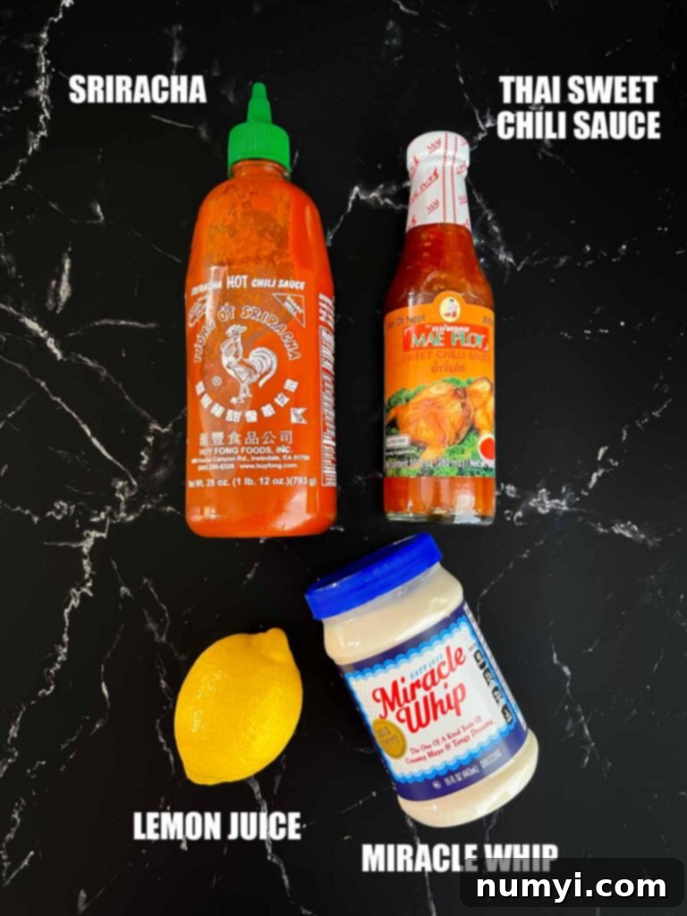Ingredients needed to make bang bang sauce.