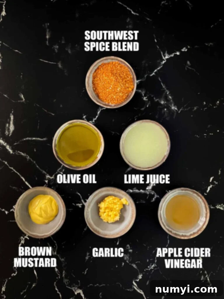 Fresh ingredients for Southwest marinade laid out on a kitchen counter.