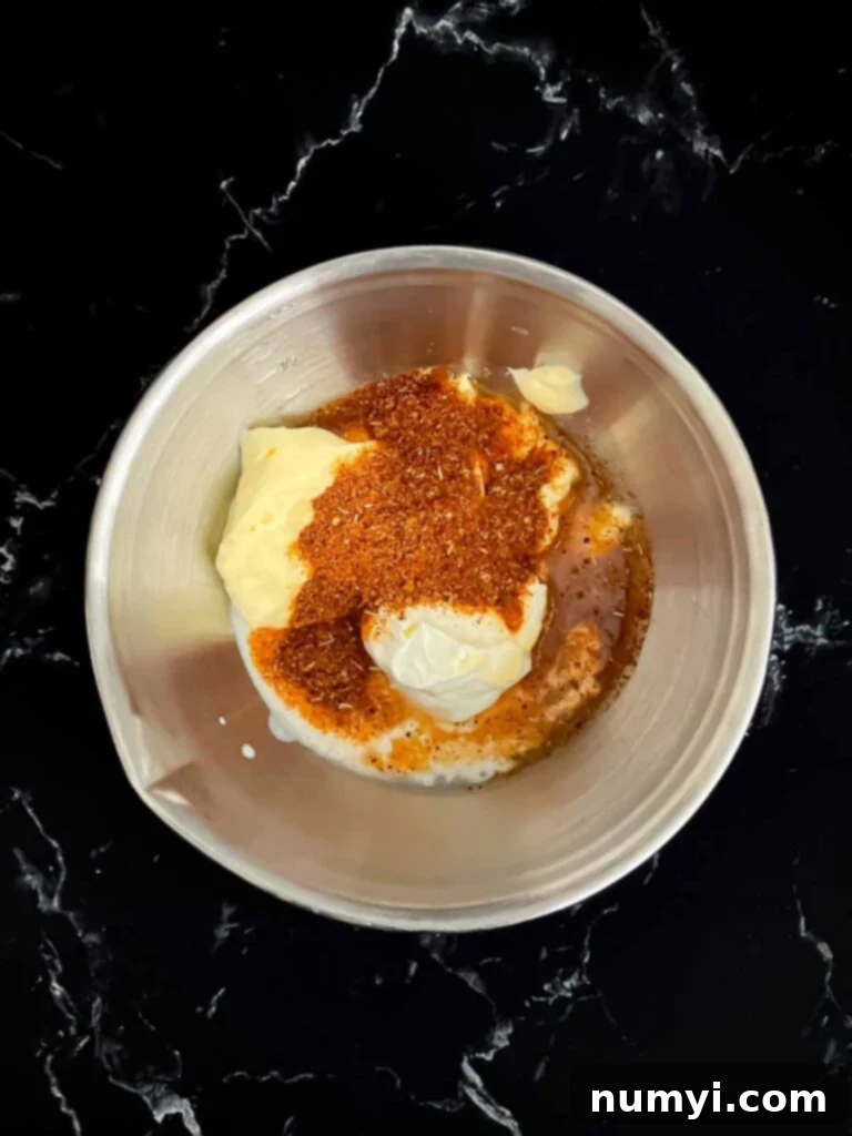 Southwest sauce ingredients in a bowl.