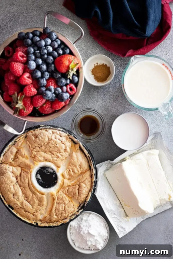 All the ingredients to make a berry coconut trifle.