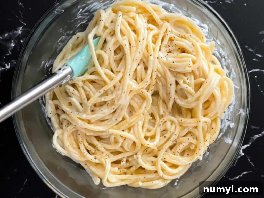 Pasta in a glass bowl.