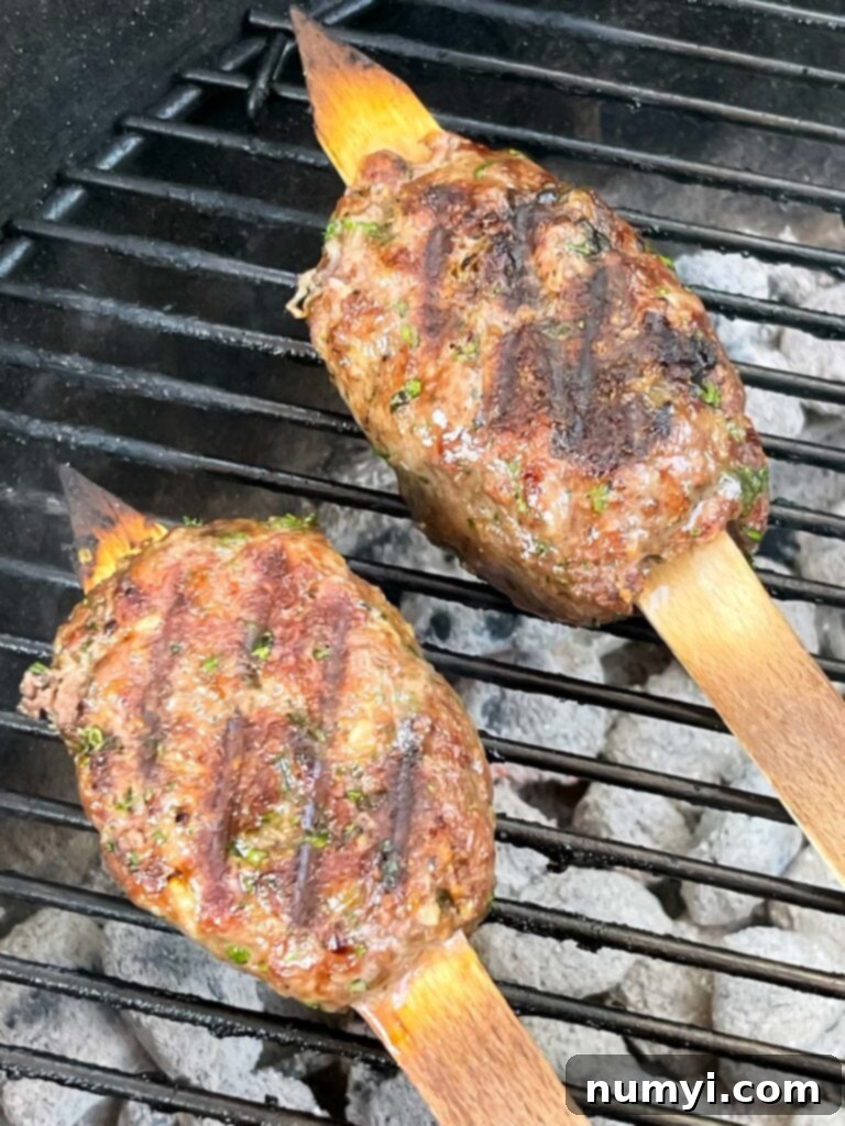 Kofte on the grill.