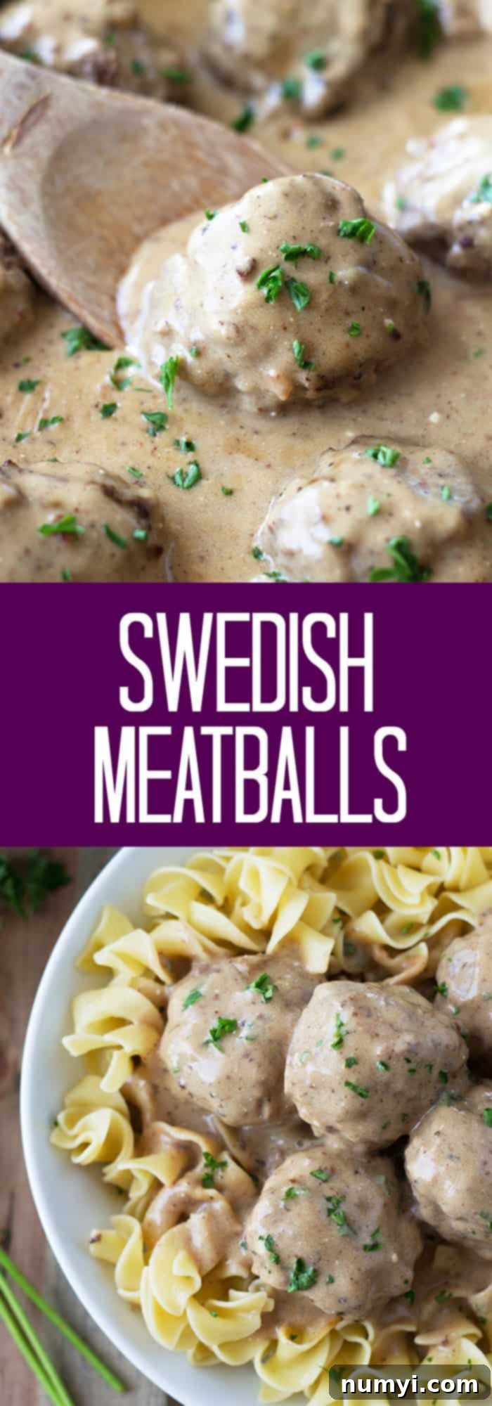Swedish Meatballs- made with a combination of pork and beef then simmered in a creamy brown gravy. | countrysidecravings.com