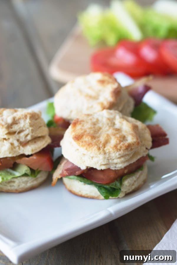 BLT Biscuit Sliders -perfect little sandwiches for entertaining and you can use store bought dough too! | countrysidecravings.com