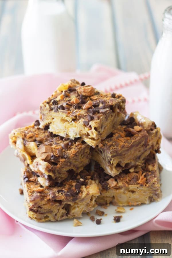 frito dessert bars cut into squares and stacked on a white plate