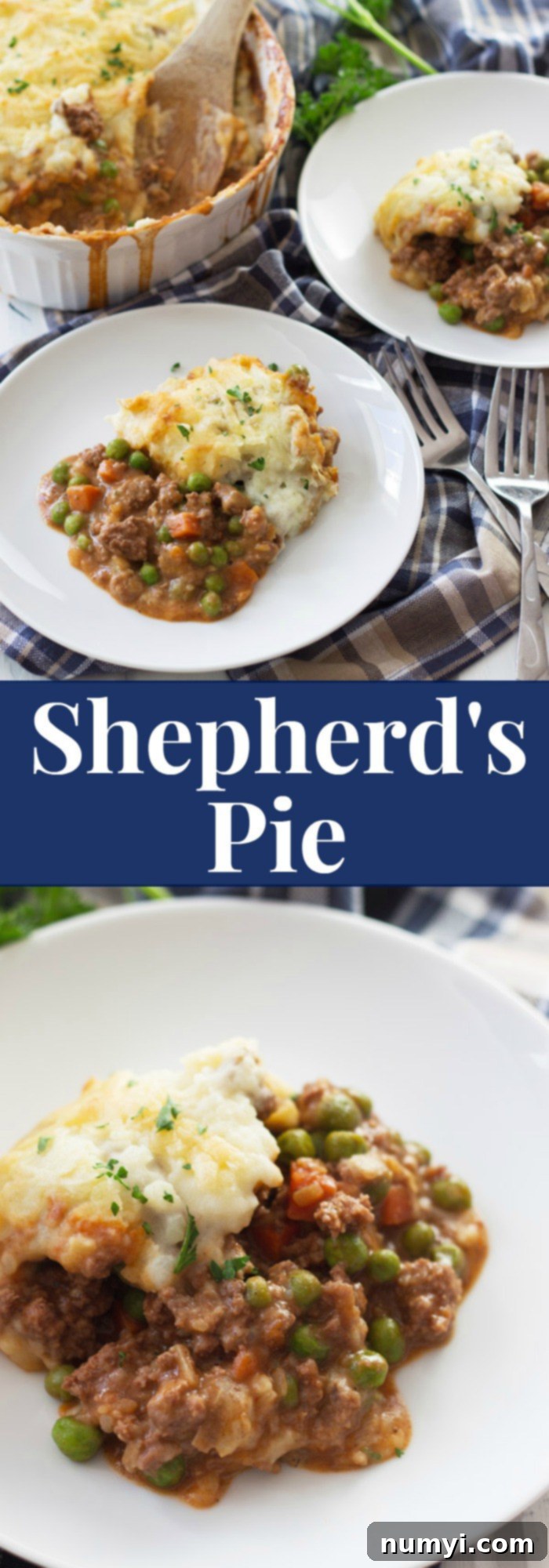 Shepherd's Pie with text overlay advertising the recipe