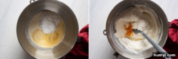 Two pictures showing how to whip the whipped cream.
