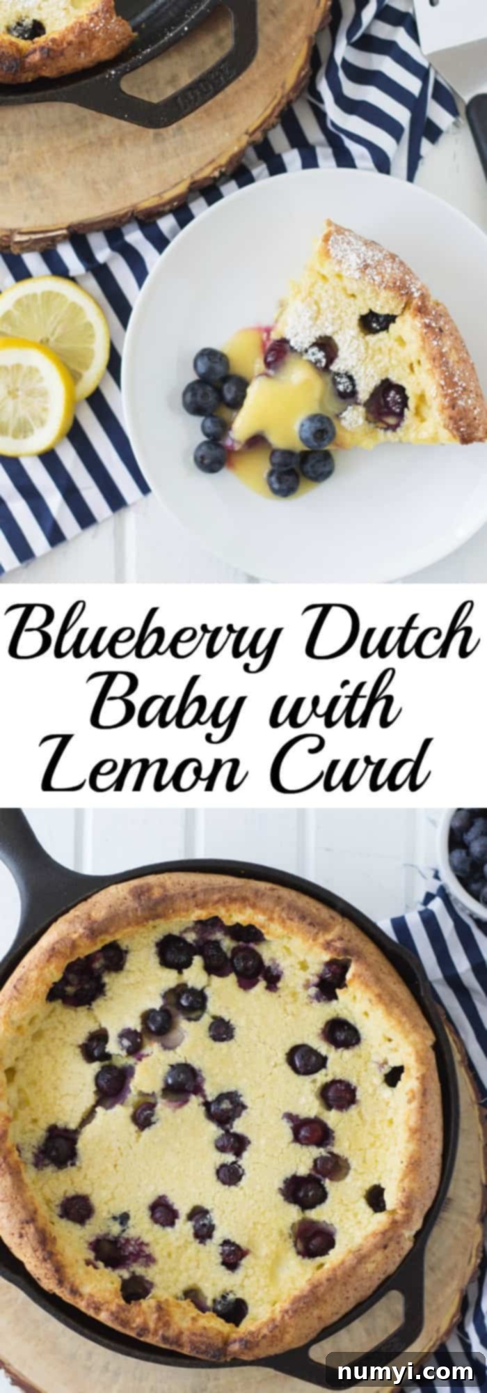 Blueberry Dutch Baby with Lemon Curd is an impressive yet very simple breakfast for any occasion! And topped with lemon curd just sends it over the top!! | www.countrysidecravings.com
