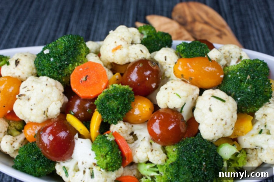 Vibrant Marinated Garden Medley 6 Marinated Fresh Vegetable Salad in an oval white bowl