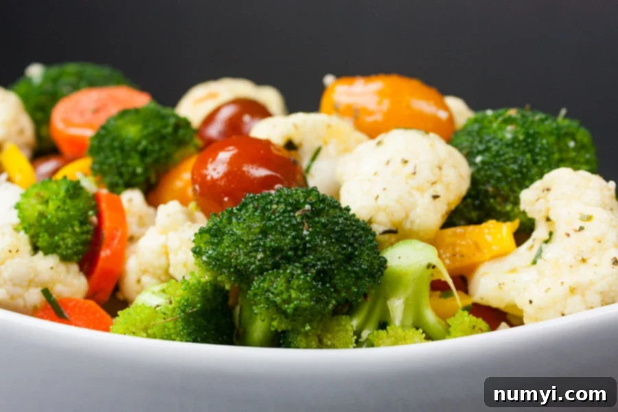 Vibrant Marinated Garden Medley 7 Marinated Fresh Vegetable Salad in a white serving bowl