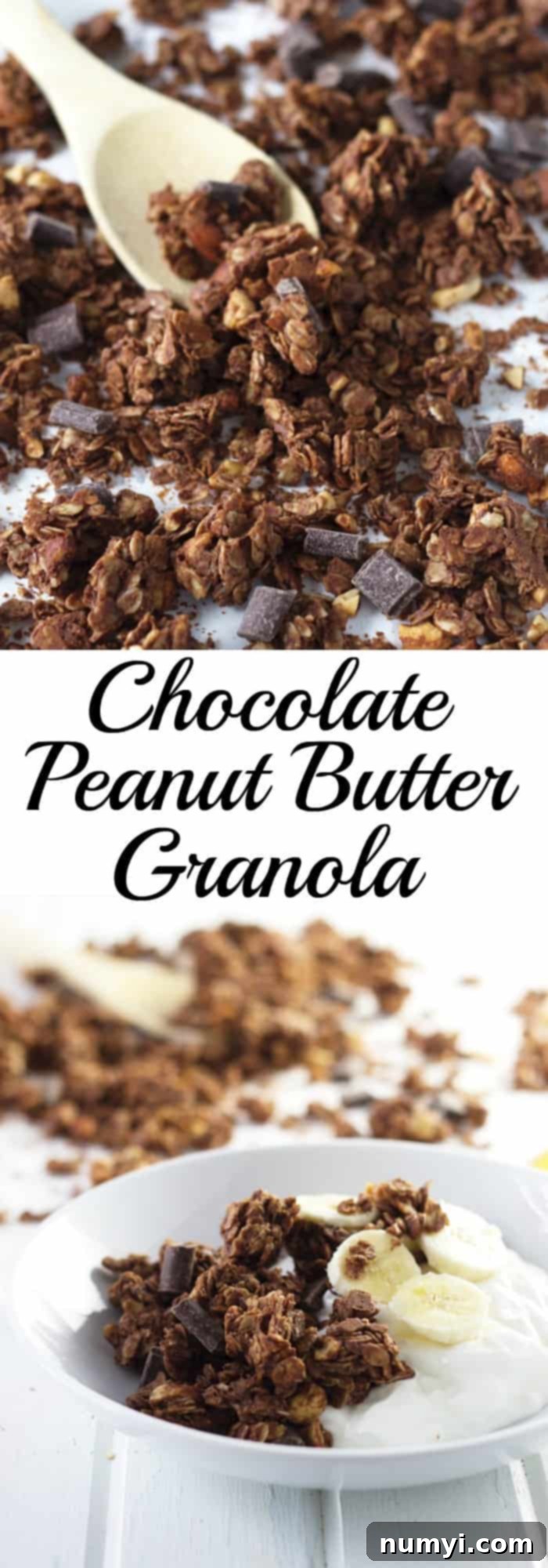 A full pan of chocolate peanut butter granola before being broken into clusters, highlighting its golden-brown color