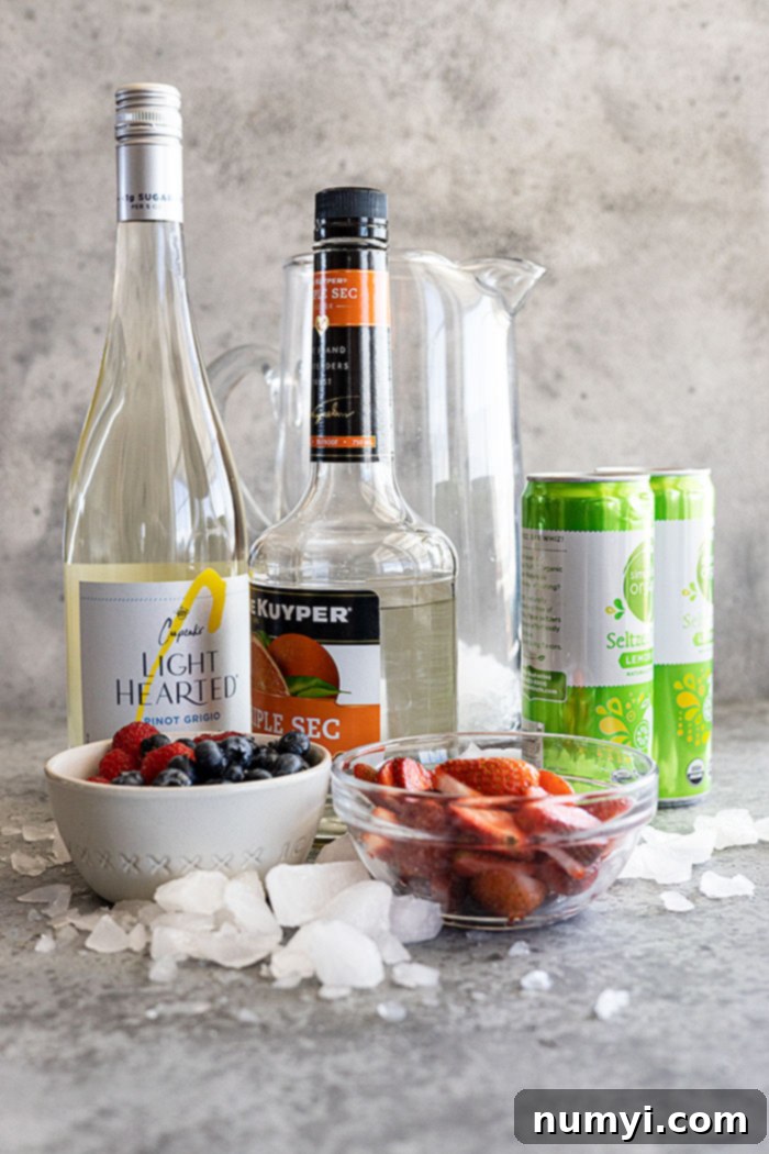 Ingredients needed to make easy white sangria.