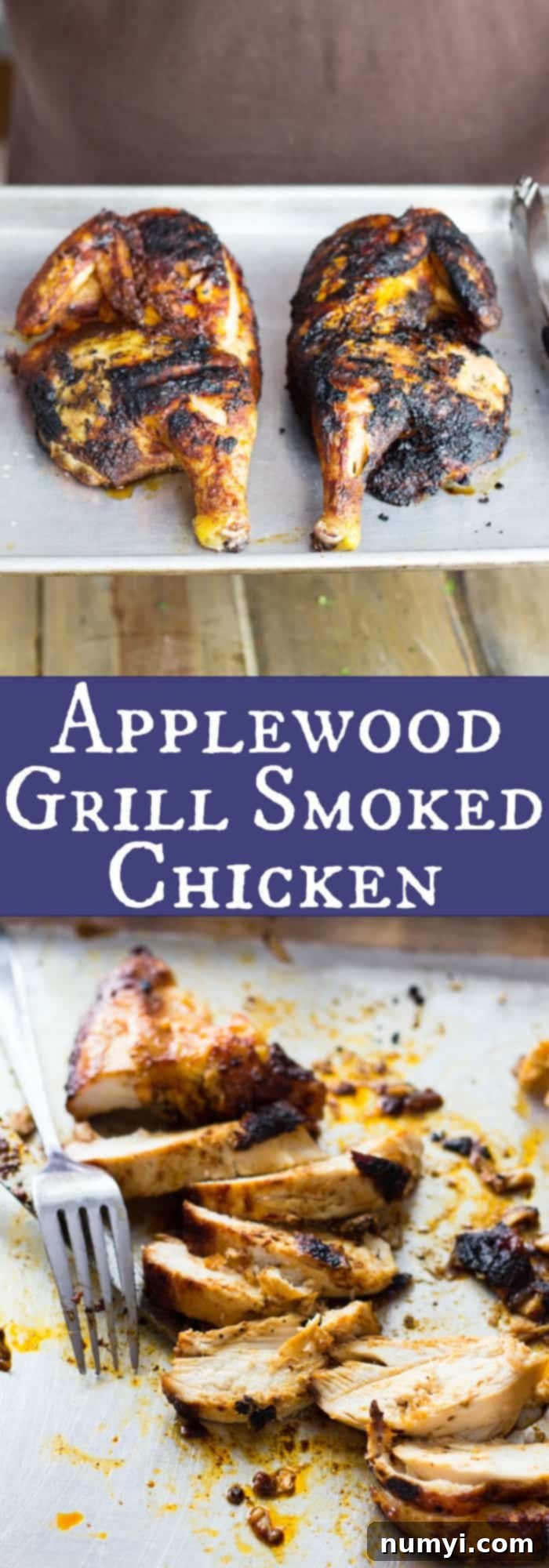 Applewood Grill Smoked Chicken - the applewood provides a mild smokiness and the dry rub gives hints of sweetness for a perfectly juicy chicken.