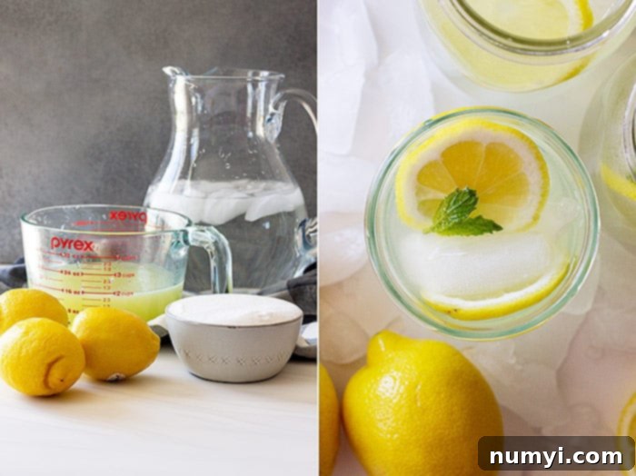 Sunshine in a Glass 4 Key ingredients for making homemade lemonade: lemons, sugar, and a pitcher.