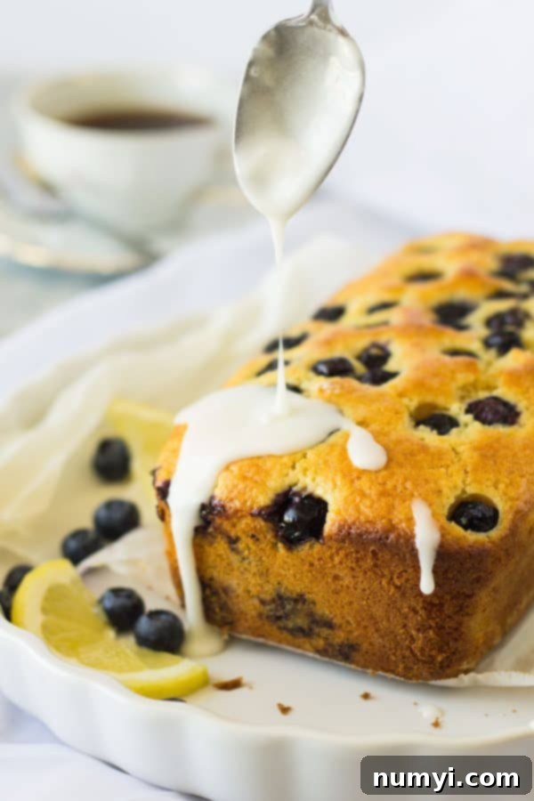 This moist Lemon Blueberry Bread is studded with juicy blueberries and loaded with lemon flavor. The optional lemon glaze adds more flavor and locks in moisture. 
