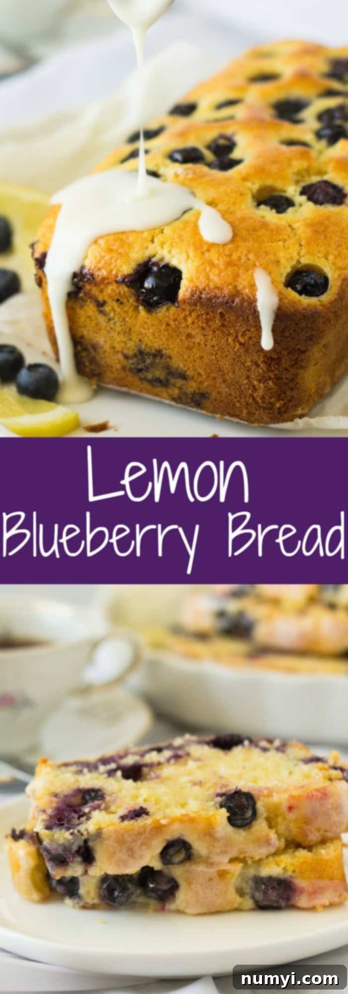 This moist Lemon Blueberry Bread is studded with juicy blueberries and loaded with lemon flavor. The optional lemon glaze adds more flavor and locks in moisture.