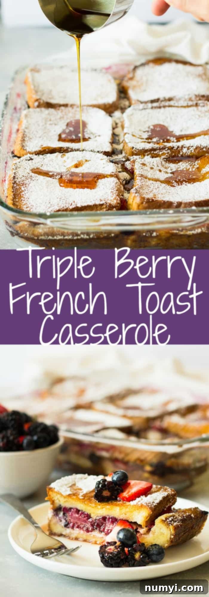 Berry Burst French Toast Bake 8 Triple Berry French Toast Casserole -an easy yet impressive breakfast casserole. Layered with thick texas toast, cream cheese, fresh berries and an egg custard! | www.countrysidecravings.com
