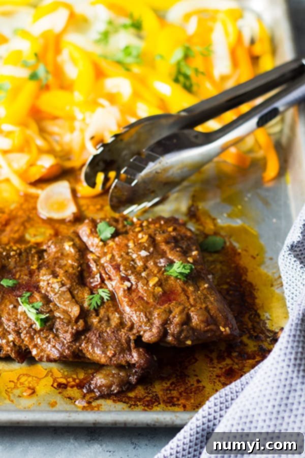 Easy Sheet Pan Steak Fajitas are super easy, flavorful and sure to become a favorite!! | www.countrysidecravings.com