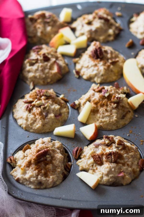 Warm and hearty Apple Cinnamon Freezer Oatmeal Cups ready to be enjoyed in a bowl.