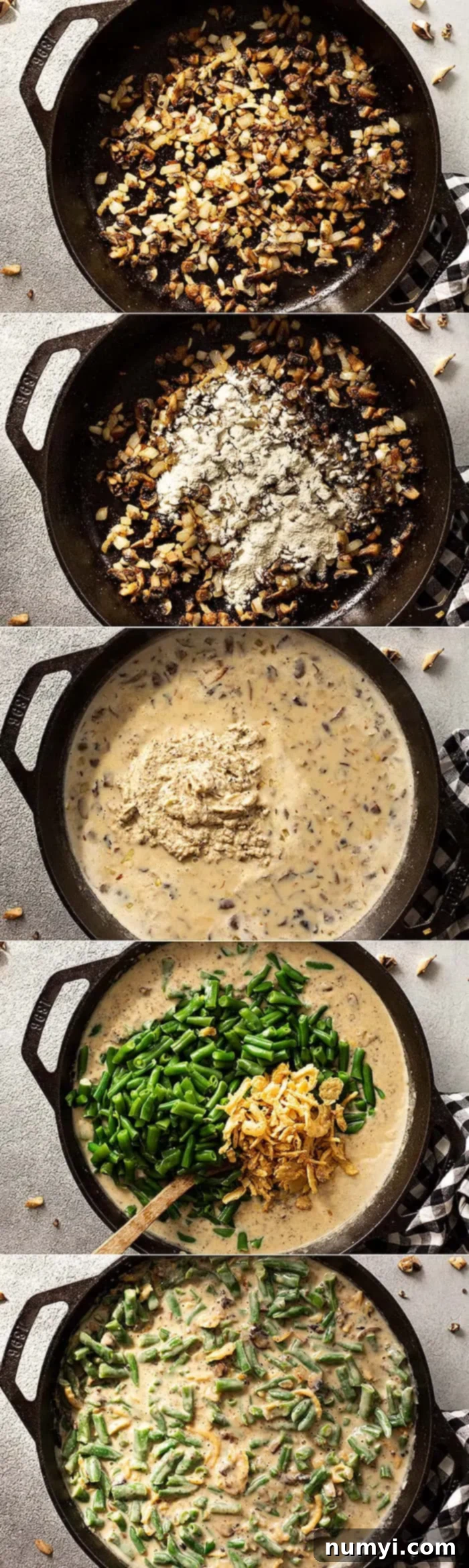 Steps for making Green Bean Casserole from scratch