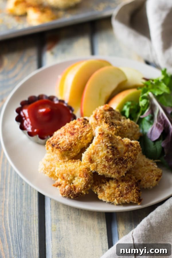 Irresistible Baked Homemade Chicken Nuggets - better than store-bought and made with wholesome ingredients.