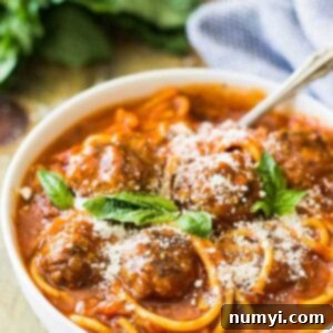 Slow Cooker Spaghetti Meatball Soup: Delicious comfort food made easy.