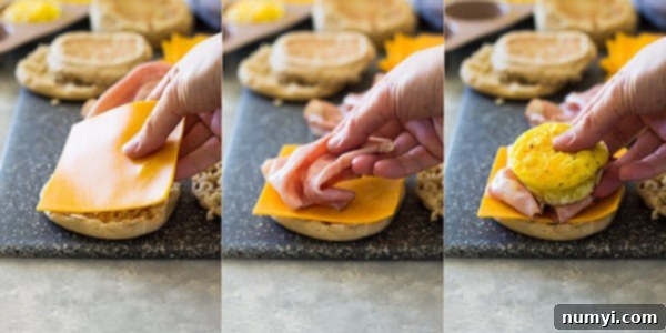 This Freezer Breakfast Ham Egg and Cheese sandwich is a healthier alternative to that Egg McMuffin! They are easy to make and are a great for breakfast on the go! | www.countrysidecravings.com
