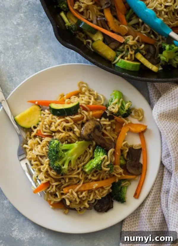 plate with ramen vegetables