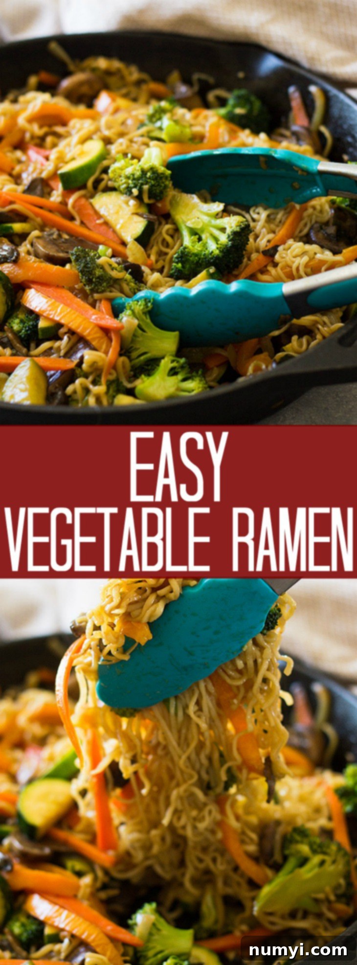 This super Easy Vegetable Ramen is full of tender crisp vegetable, tender noodles and a flavorful sauce. Plus this meal can be made in only 20 minutes! | www.countrysidecraving.com