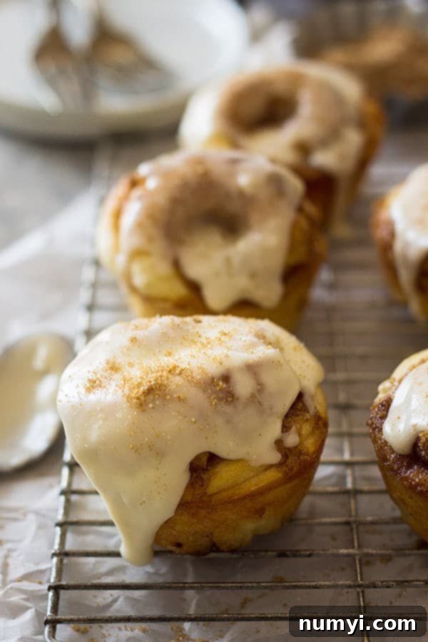 A batch of golden-brown cinnamon roll muffins cooling, showcasing their perfect muffin shape and visible cinnamon swirls.