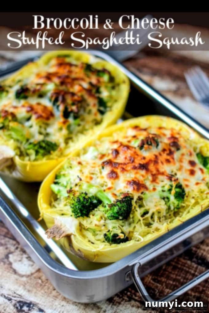 Broccoli and Cheese Stuffed Spaghetti Squash