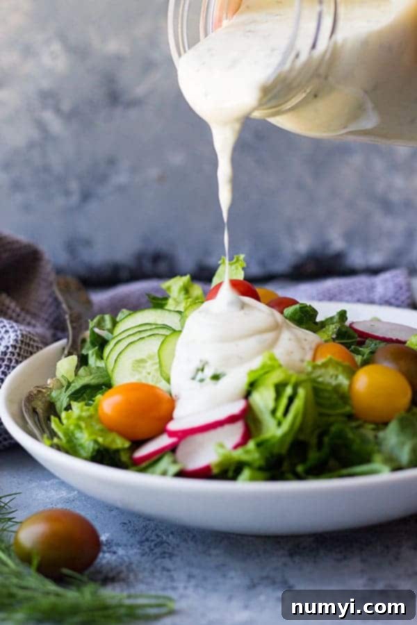 This easy Homemade Buttermilk Ranch Dressing is packed with fresh herbs and perfect for any salad.