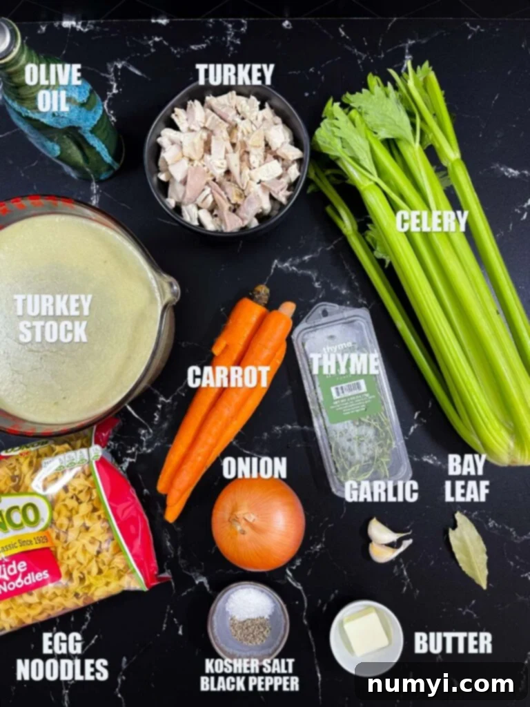 Turkish Noodle Soup 3 Fresh ingredients for making turkey noodle soup recipe