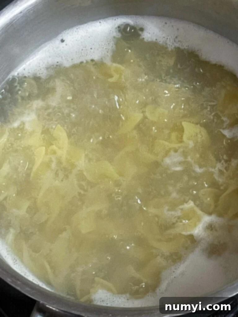 Turkish Noodle Soup 9 Cooking the egg noodles separately in boiling water